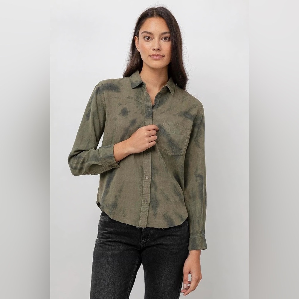 Rails Ingrid Olive Wash Lightweight Button Down XS